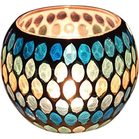 Kerzenständer, Stifthalter, Glas-Kerzenhalter mit Craquelé-Mosaik, Wohnaccessoires (1/5)