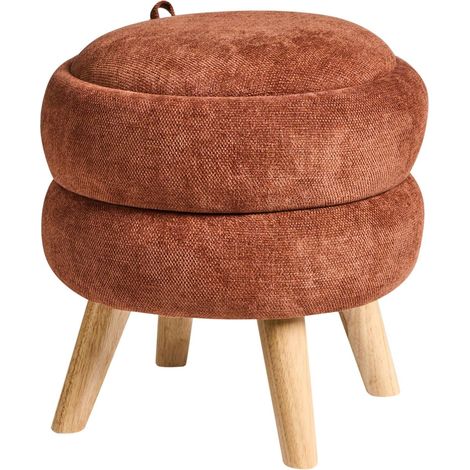 Pouf mit Stauraum HAWLEY Chenillegewebe Goldbraun