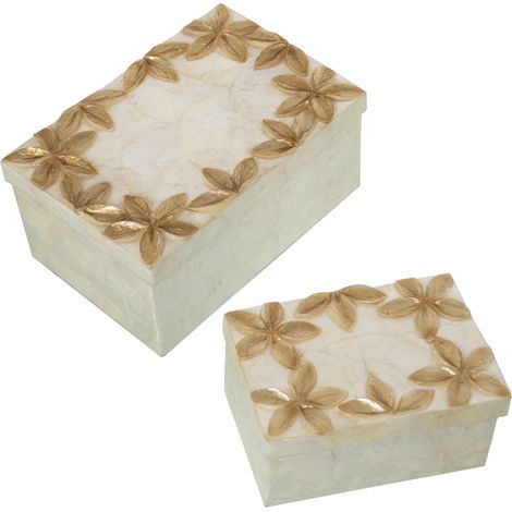 2 Rektalkisten Blumenblüten in/natürlicher 21x14x10cm+16x11x8cmpour Alle Stile, um dem Haus eine Note zu verleihen (1/3)