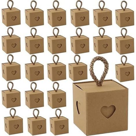 Emballage Cadeau Boite, 30 Pièces Boite Dragees Mariage, Boite Cadeau Carton, Boîte Cadeau Vide,Mini Petite Boite Kraft Boite a Bonbon pour Chocolat, Anniversaire Fête,Saint Valentin,Marron (1/5)