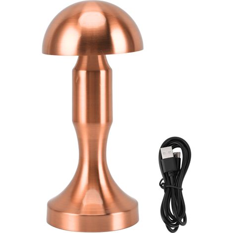 Ortviai Lampe de table champignon en métal rose doré – LED rechargeable USB-C, 3 couleurs et gradation continue (1/5)