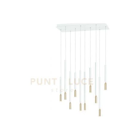 SOSPENSIONE MULTIPLA TUBIC 10 BIANCO ORO 3000k 4760lm 70w DIMMERABILE BASE RETTANGOLARE