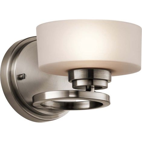 Wandlampe Leuchte Aluminium Glas Zinn H 12,7 cm Flurleuchte Treppenlampe