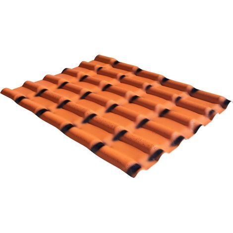 Lastra in PVC imitazione tegola mini, 110 cm x 90 cm - Colore: Anticato, larghezza 90cm, lunghezza 110cm (1/4)
