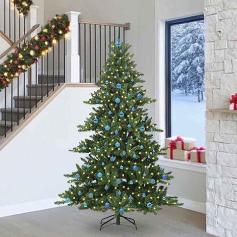 Sapin de Noël Artificiel 240 cm Vert avec LED et Décorations Branches Articulées en PVC - PANGIVO (1/5)