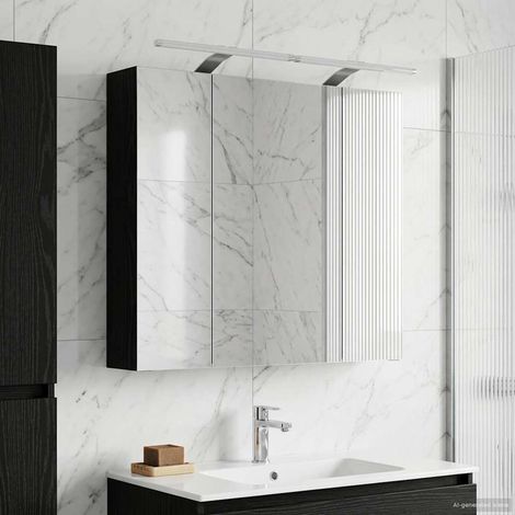 Badezimmerspiegelschrank Schwarz Eichen-Optik 80 x 14,5 x 70 cm vidaXL