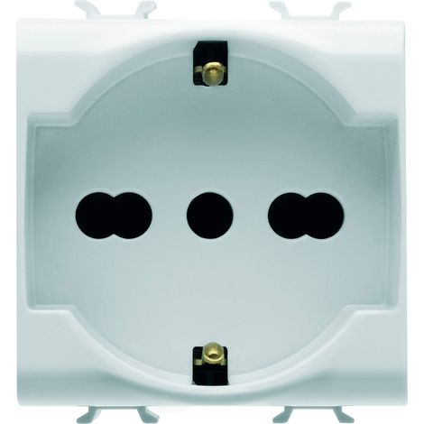 GEWISS - GW10204DY GW10204DY Serie Chorus - Presa Standard Italiano/Tedesco 250V AC, 2P+T 16A Bivalente, 2 Moduli, Bianco, 1 pezzo