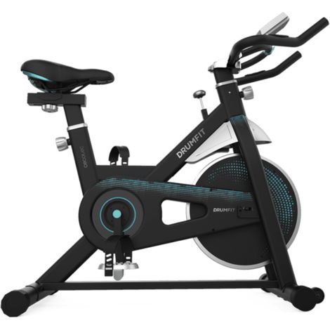 Indoor-Bike mit 13-kg-Schwungrad, manuellem Widerstand, Sportlenker und -sattel, LCD-Display, Herzfrequenzsensor und Notbremse.