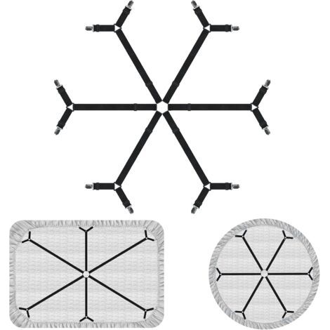 royaluxe-Attaches de drap de lit croisées élastiques améliorées, sangles de support de drap de lit réglables en croix à 6 directions, clips de drap-housse pour matelas double, queen, king (noir)