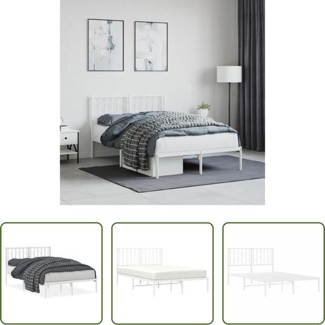 Metallbett -  Bettgestell mit Kopfteil Metall Weiß 120x200 cm (1/5)