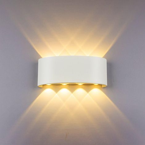 Aplique de pared LED moderno de 8 W, aluminio, resistente al agua, luz blanca cálida, para salón, dormitorio, pasillo, baño [Clase energética A++] (1/5)