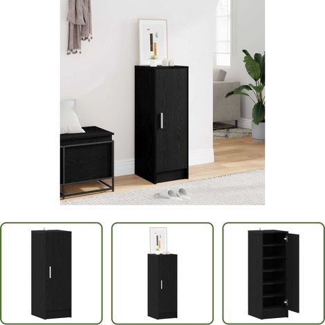 vidaXL Meuble de rangement - Cabinet à chaussures avec étagère Chêne noir 32 x 35 x 92 cm (1/5)