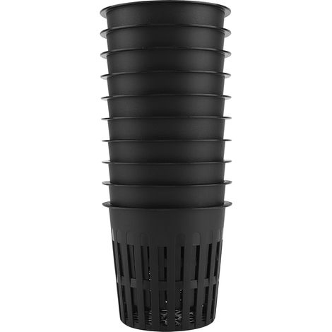Lot de 10 godets hydroponiques en plastique résistant, noir, pour plantation en jardin et balcon, culture sans terre (1/5)