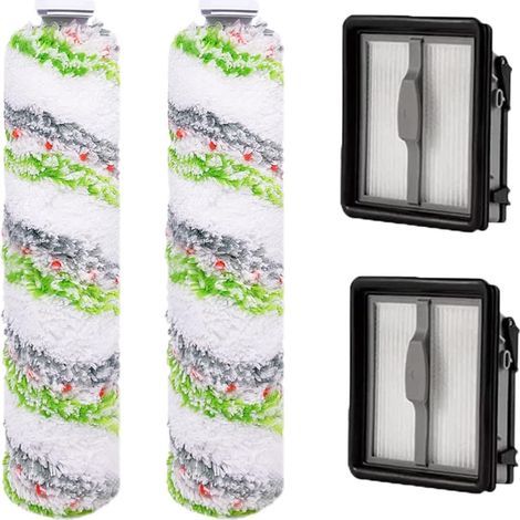 Lot de 2 filtres de rechange et 2 brosses rotatives pour animaux de compagnie pour aspirateur multifonction 3-en-1 Bissell CrossWave (modèles 1866, 1785, 2052 et 1713)