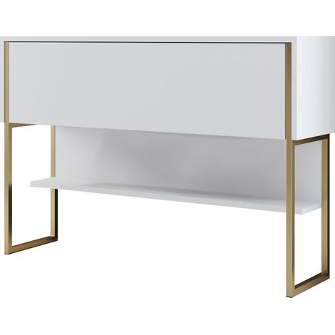 Buffet de salon moderne en mélaminé et métal Luxe Blanc - Or (1/5)