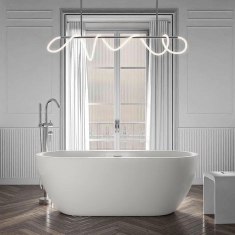 Freistehende Badewanne Bernstein ROMA PLUS 2.0 Acryl Weiß matt 180x75x58cm