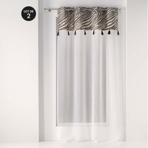 Lot de 2 voilages a oeillets 140 x 240 cm + pompon Maroni (1/4)
