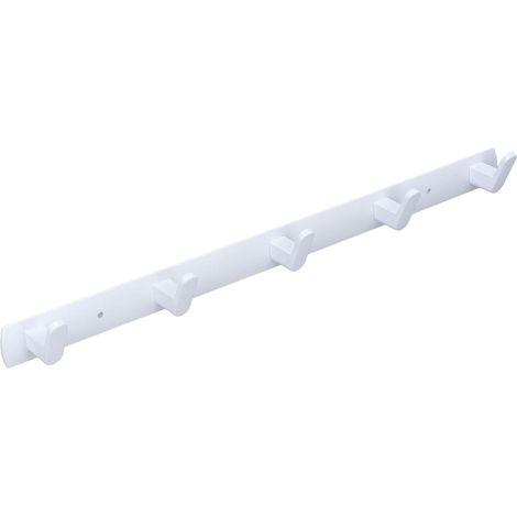 Porte-manteau mural design blanc 5 patères, crochets élégants pour entrée, salle de bain, couloir, moderne et pratique (1/5)