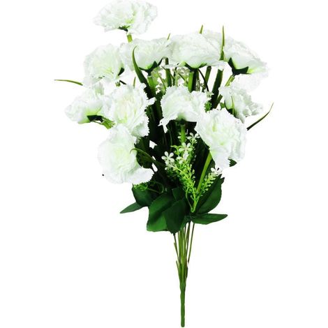 Claveles en un ramo: 12 flores blancas, altura 45 cm (1/2)
