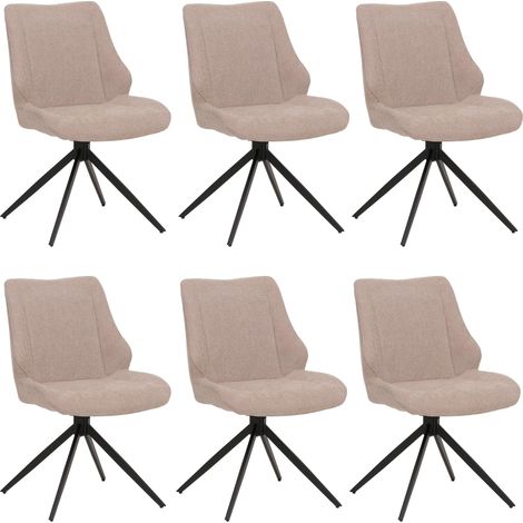 [NON UTILIZZATO] Set 6 sedie sala pranzo HHG-026, posizionamento automatico girevole, tessuto ciniglia (320g/m²) Oeko-Tex, beige
