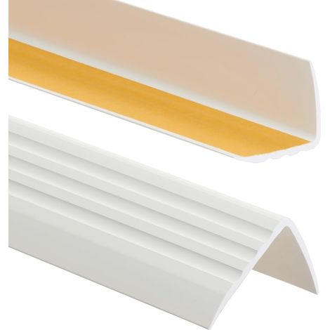 Nez de marche PVC autoadhésif - 1 Pièce - Blanc Antidérapant - Protection Bord Escalier Sans Perçage - Intérieur Extérieur - 50x40mm 80cm (1/5)