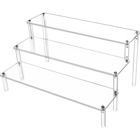 Display Rack - Acrylique Transparent - 3 Niveaux - 30 x 21 x 15 cm - Pour Parfums Sieraden Cosmetiques Desserts - 1 Pièce (1/5)