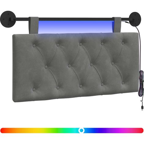 Maison Exclusive - Testiera sospesa Con luce LED Grigio Scuro Velluto (1/5)