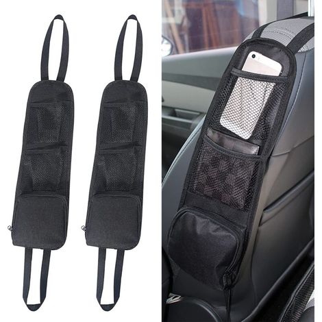2 Pieces Car Seat Side Organizer - Car Seat Storage - Multifunctional Storage Bag for Car and Truck - Auto Accessories (Black) (1/5)