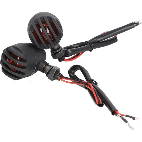 Paire de clignotants moto avec grille de protection 3 fils, style rétro, trou de montage 10mm, universel, remplacement (1/5)