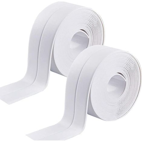 Sigillante in silicone bianco per bagno, 2 pezzi, autoadesivo, impermeabile, antimuffa, nastro sigillante per vasca da bagno, per cucina, WC, angolo della parete, vasca da bagno, bianco