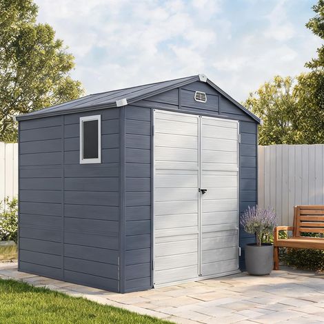 Abri de jardin en plastique gris avec porte verrouillable (1/5)