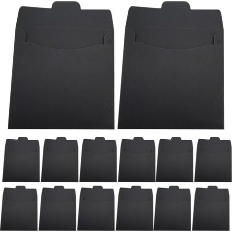 Lot de 50 pochettes pour CD en papier kraft - Pour DVD - Blanches - Pour papier CD - Support de rangement - Noir (1/5)