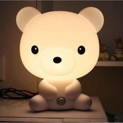 Veilleuse Lampe de Nuit Chevet Table Ours Blanc Chaud pour Chambre Enfant Bébé - 25 x 20 x 18 cm