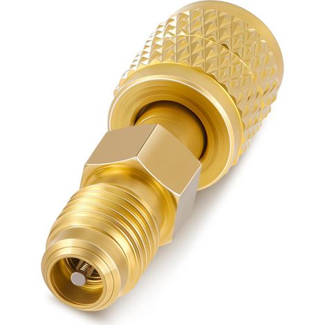 Adaptateur laiton pour fluide frigorigène R32 R454B, raccord 1/4" SAE femelle vers 1/4" SAE mâle filetage gauche (1/4)