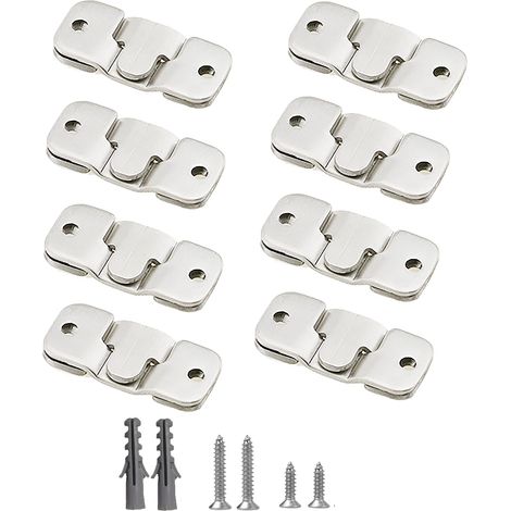 Lot de 8 paires (16 pièces) de supports encastrés de montage dissimulés avec boucle de suspension en acier inoxydable pour cadre photo Matériel de suspension pour photos(44 mm) (1/5)