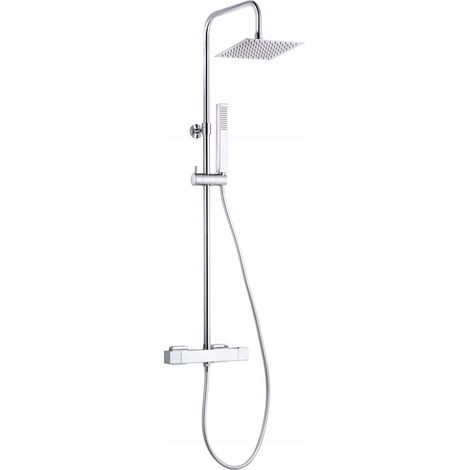 Aufputz-Duschset, Regendusche mit Thermostatmischer, Chrom