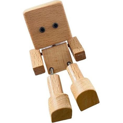 Figurine d'homme en bois secouant, accessoires de-paiement carré (1/2)