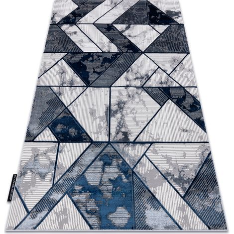 Tappeto DE LUXE moderno 632 Geometrico - Structural crema / blu scuro blue 240x340 cm