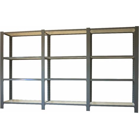 Estantería OFFICLICK 4/300 wood i+a+a antracita/blanco