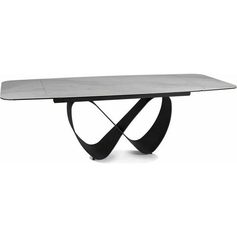 Table design rectangulaire extensible aspect marbre gris Ambre (1/5)