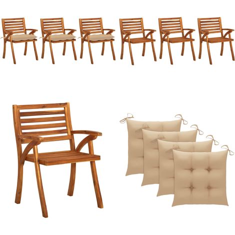 Chaises à manger de jardin avec coussins lot de 3 Acacia massif - Chaise De Jardin - Fauteuil De Jardin - Acacia Massif - Meubles De Jardin - Mobilier De Jardin - Home & Living (1/5)
