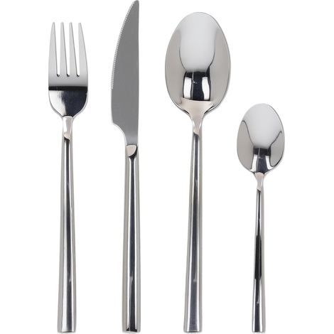 Servizio Posate Da Tavola 24 Pezzi In Acciaio Dalla Finitura Argento Linea Elegance