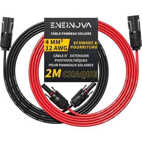 Câble Solaire 4mm²/6mm² 1-50M IP67 pour Panneau Solaire Câble Solaire 1500V 30/50A, Cuivre Étamé, Isolation PPO Anti-UV, Étanchéité IP67, Raccord Auto-Verrouillable, Montage Facile (1/5)