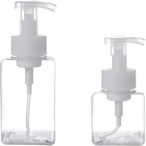 Distributeur de savon moussant, flacon pompe carré rechargeable et moderne pour shampoing, gel douche, savon liquide, salle de bain, hôpital, clinique. Lot de 2 (1/5)