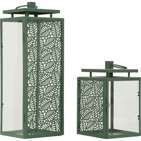 PAAR FLURLATERNEN 15X14,5X41,5-15X14,5X24 CM (GEHÄRTETES GLAS)