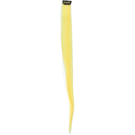 Perruque Clip Cheveux Longs Lisse Couleur Vive Postiche Femme Accessoire Coiffure Fête Cosplay Déguisement Soirée Carnaval Jaune (1/5)