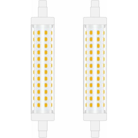 Lampadina LED R7S da 118 mm, 10 W, luce bianca fredda 6000K, faretto lineare a doppia estremità, sostituisce la lampadina alogena da 100 W, ideale per camera da letto e bagno, non dimmerabile, 2 pezzi (1/4)