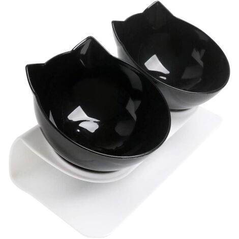 Bols double nourriture pour animaux - Anti-dérapant - Chats - Plastique