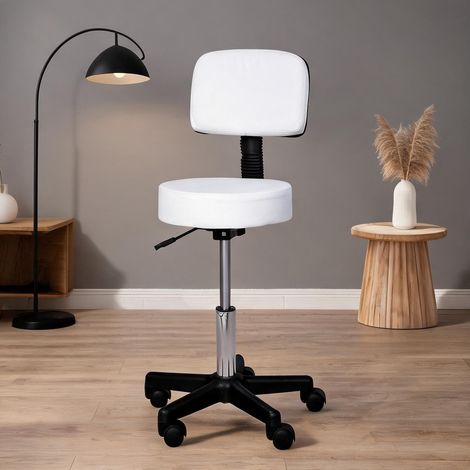 Tabouret coloris blanc en similicuir mousse 35 x 35 x 84 cm (1/5)