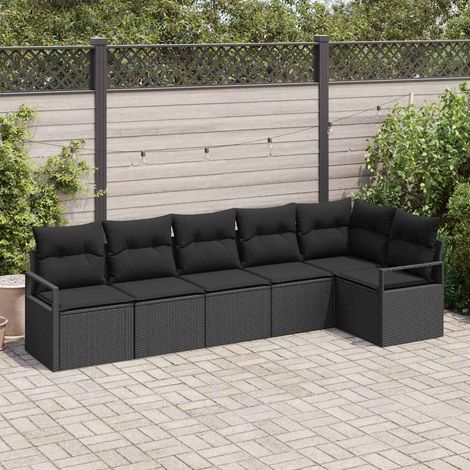 vidaXL Set di divani 6 pcs Nero polyrattan (1/5)